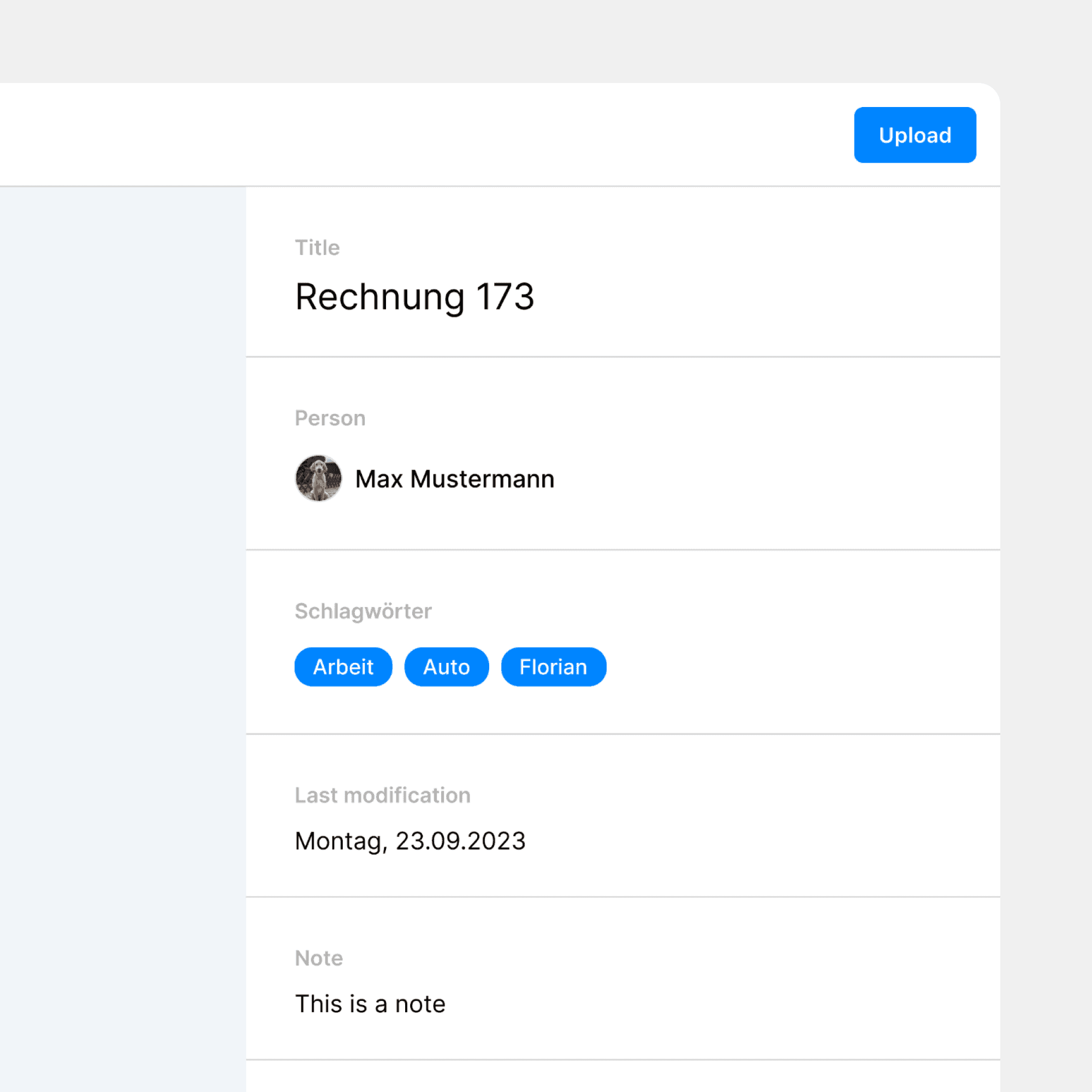 Detailansicht eines Dokuments in der Paperless-App